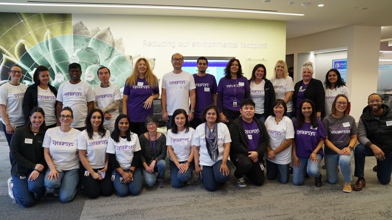 Team volunteering to assemble care packages for seniors and families in Sunnyvale, US